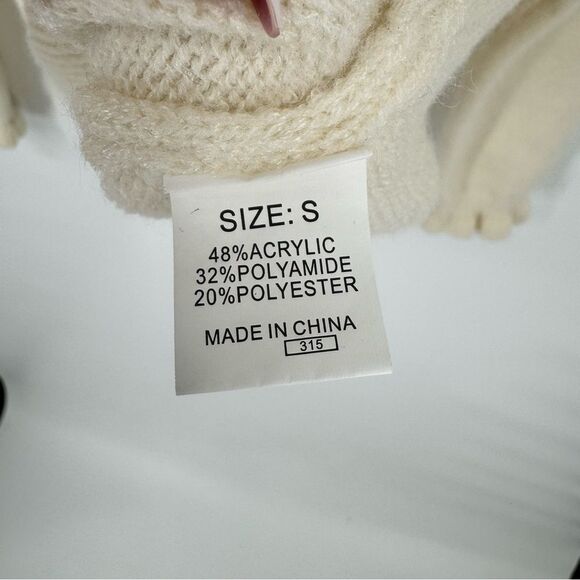 Irsutey Crew‎ Neck Sweater Ruffle Knit Sweater Button Down Pullover Cream Small - Picture 4 of 6